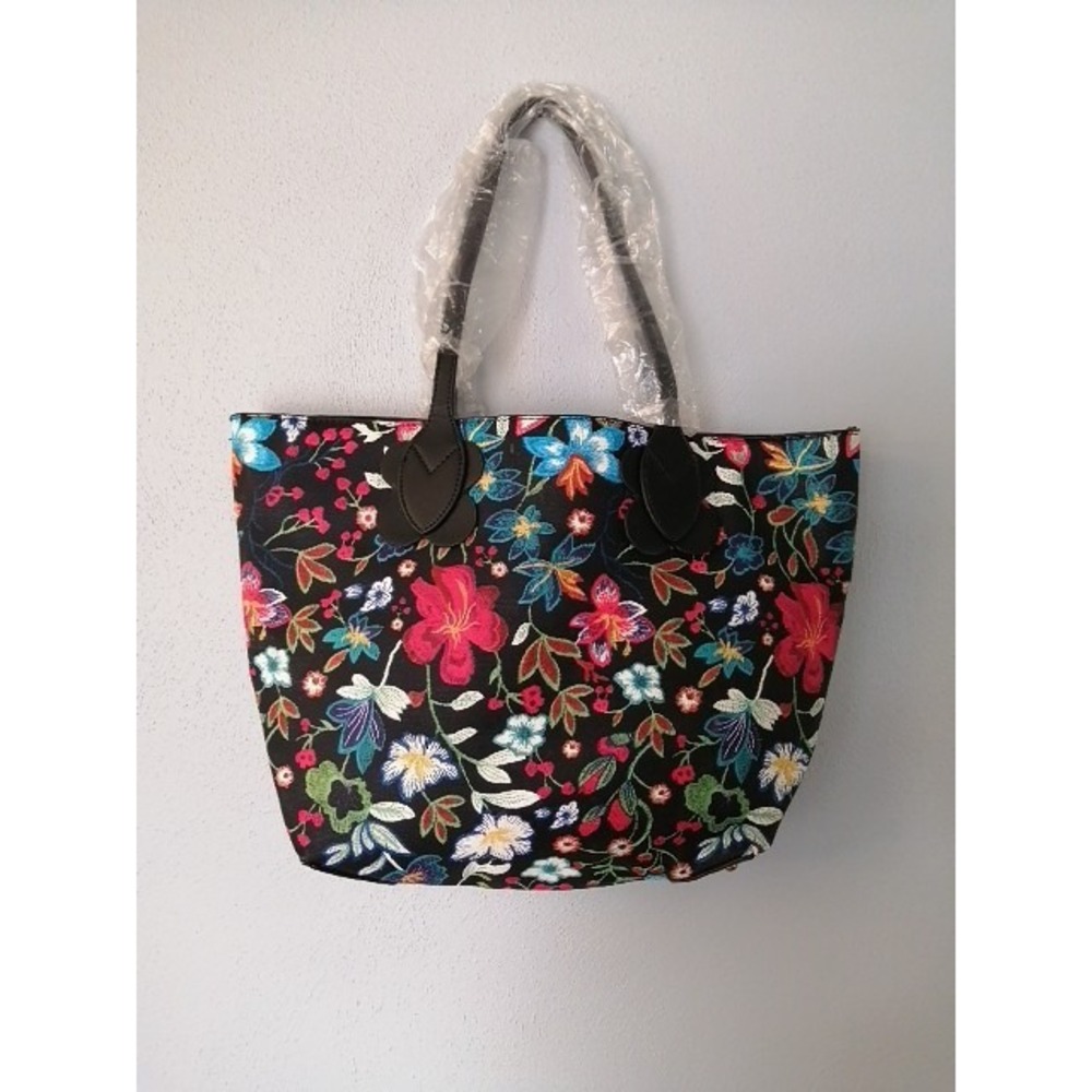 Mellow World Handbag Womens Multicolor Floral XL Zip Close Double Handle NEW‎ - Picture 3 of 7